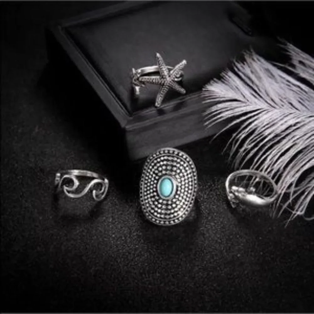 Dolphin 4 piece fashion ring set